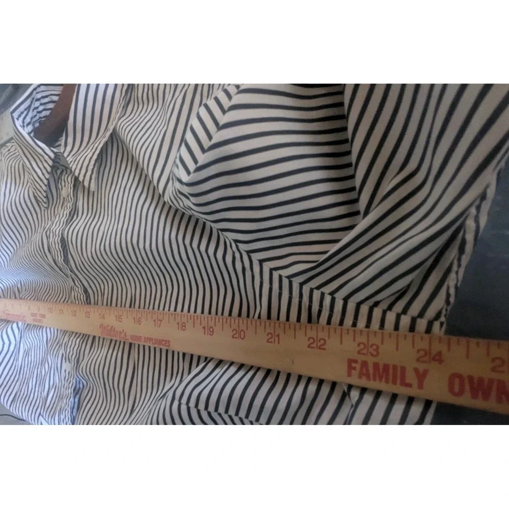 Lauren Ralph Lauren Womens 1X Blue White Striped‎ Cotton Button Front Shirt